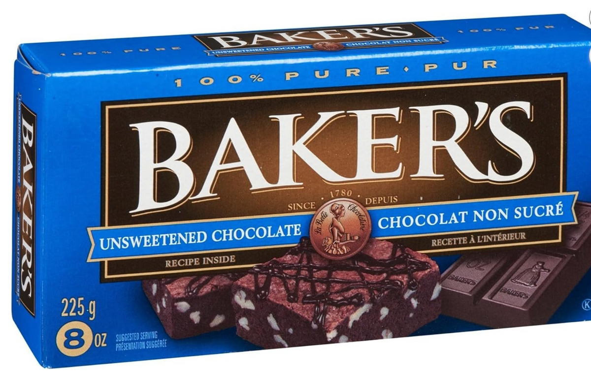 BAKER'S PREMIUM 100% UNSWEETENED CHOCOLATE BAKING BAR 225 G