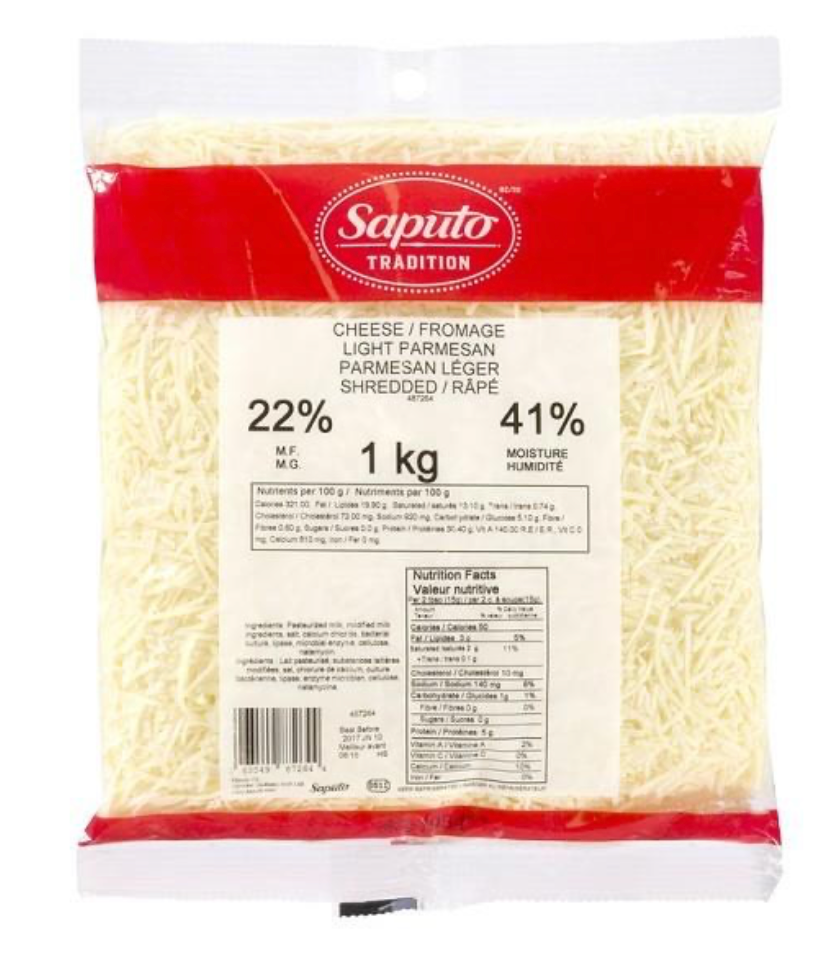 C-SAPUTO LIGHT PARMESAN SHREDDED ANGEL 1 KG - Case of 2