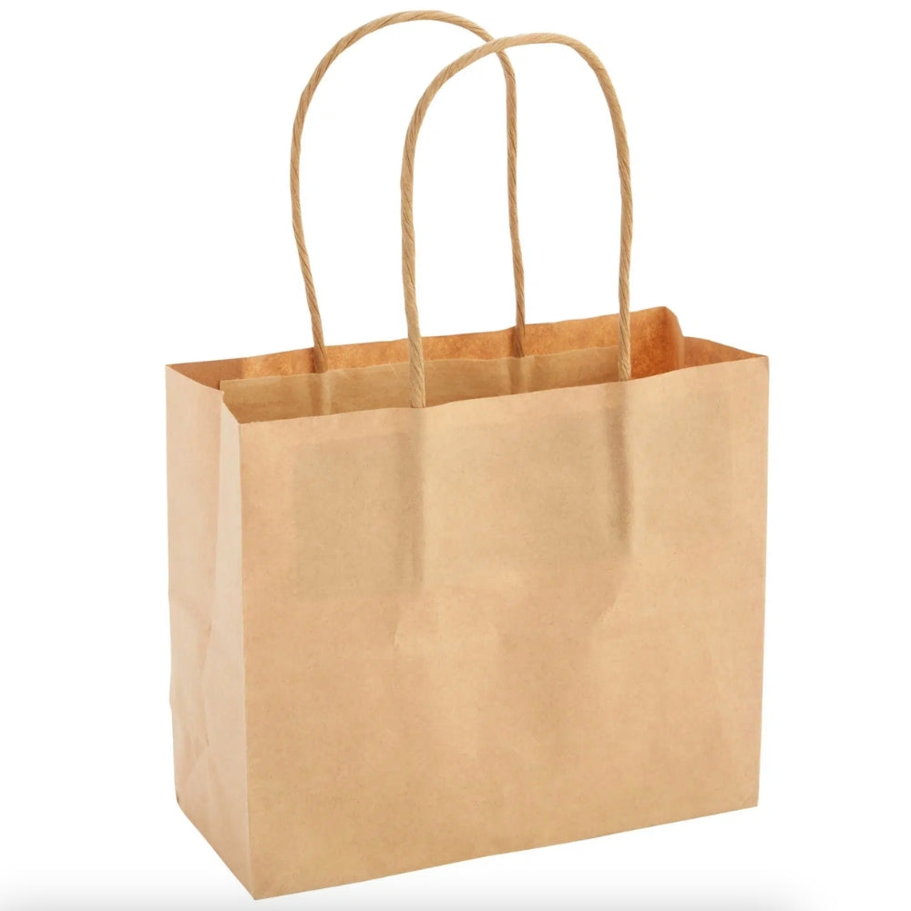 KRAFT PAPER BAGS W HANDLE SMALL 8X5.5X12 (520) - (300)PCS