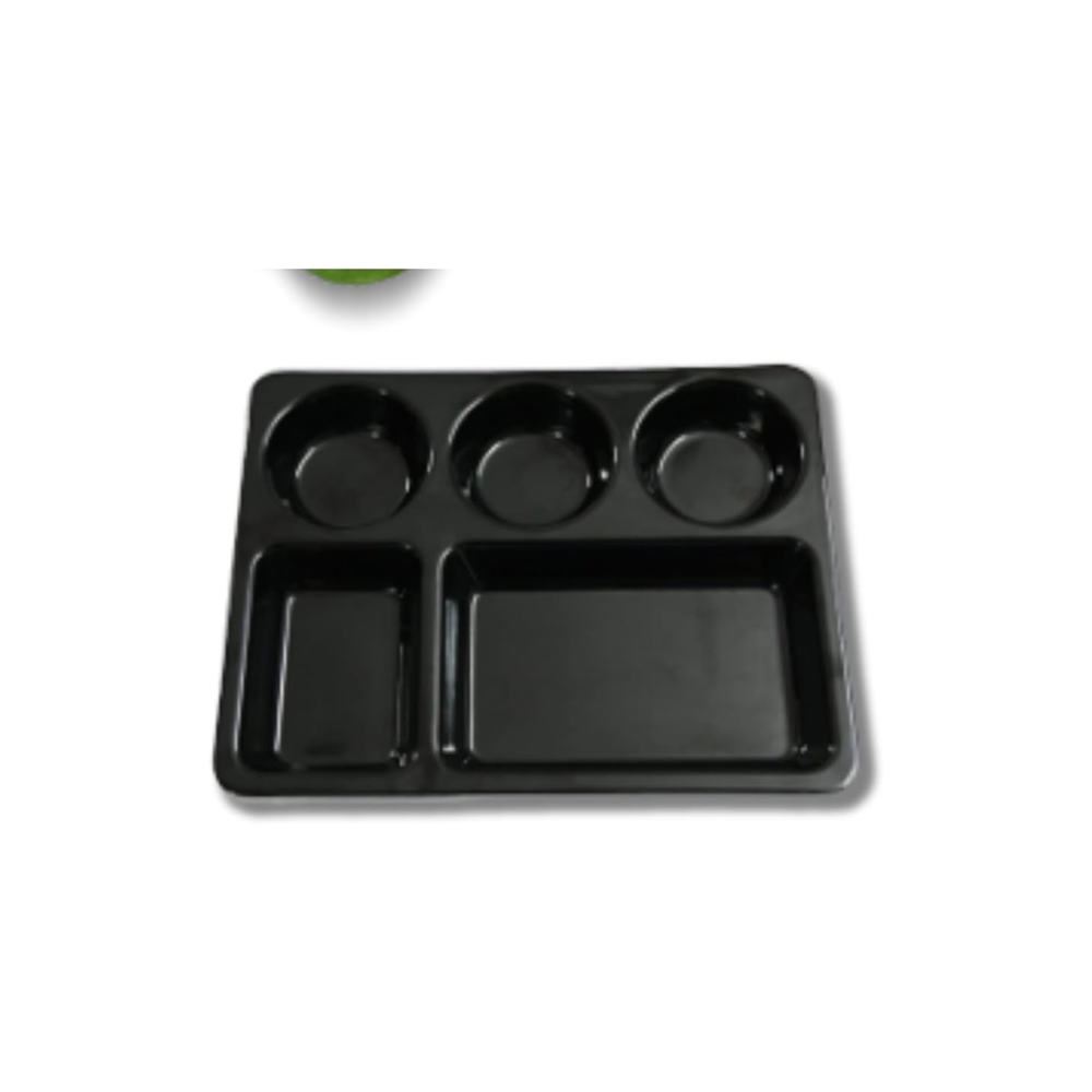 ROYAL 6 COMPARTMENT THALI BLACK 100 PCS