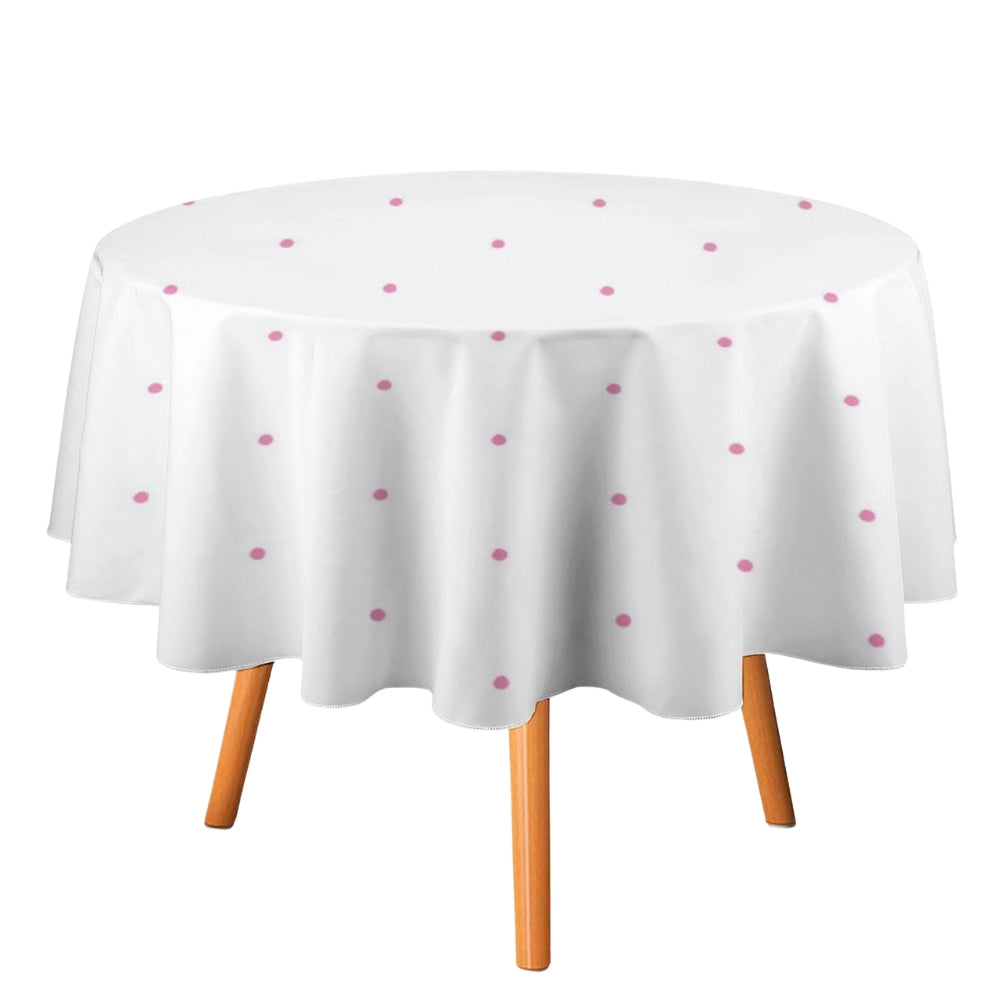 WHITE TABLE COVER WITH DOTS 1PC*