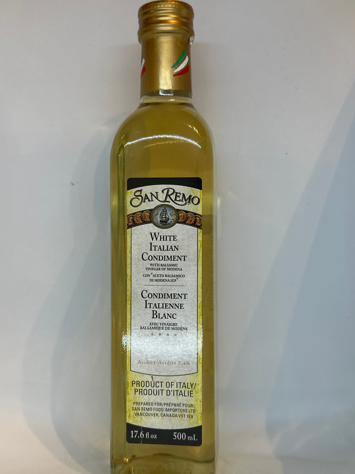SAN REMO ITALIAN WHITE BALSAMIC VINEGAR 500ML