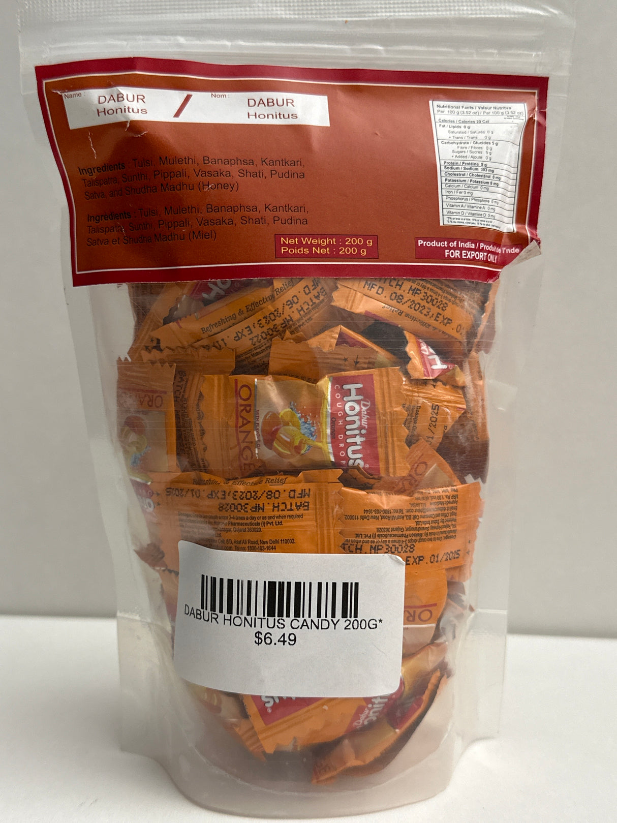 DABUR HONITUS CANDY 200 GM