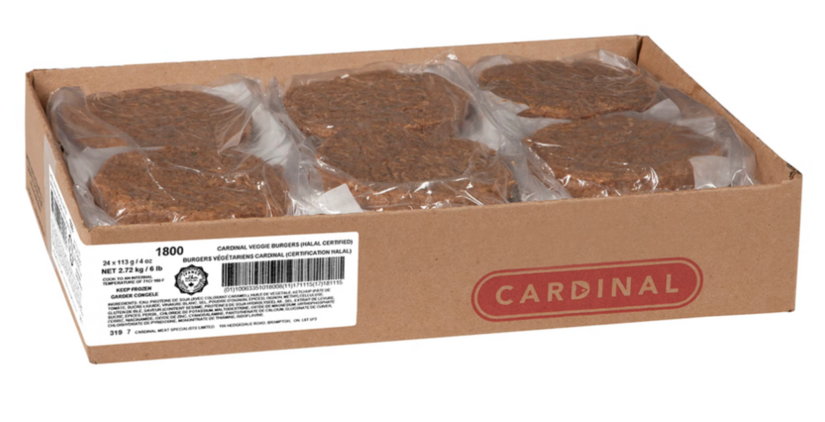 CARDINAL HALAL FROZEN VEGGIE BURGER 24 × 113 GM