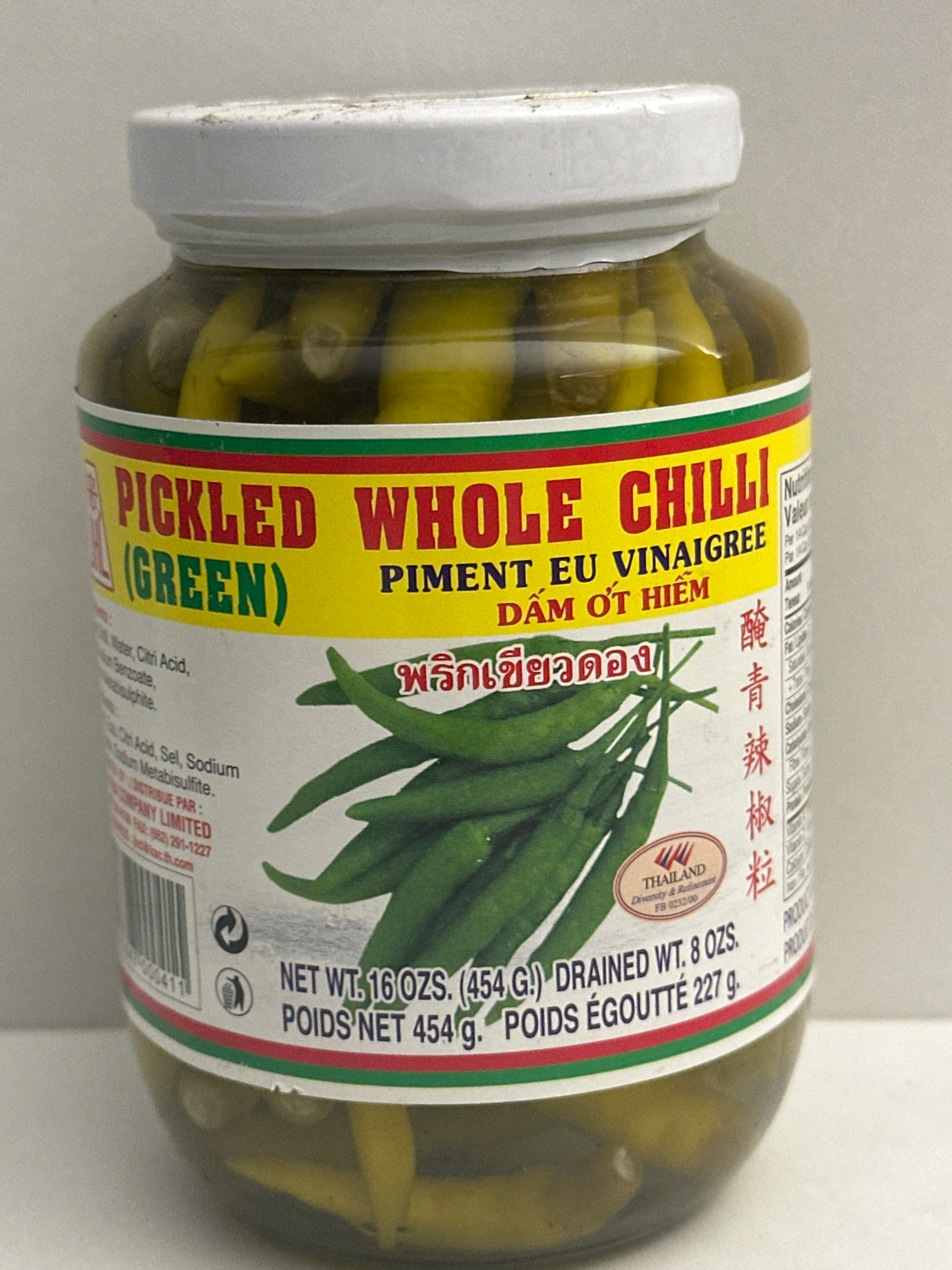PICKLED GREEN CHILLI WHOLE 454G