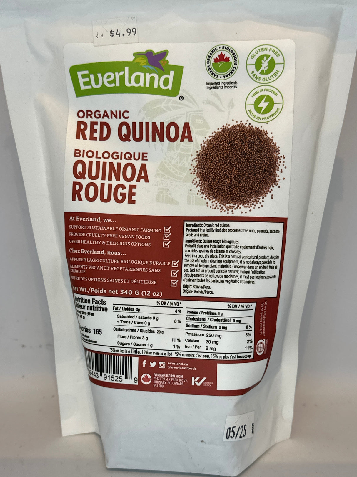 EVERLAND RED ORGANIC QUINOA 340GM