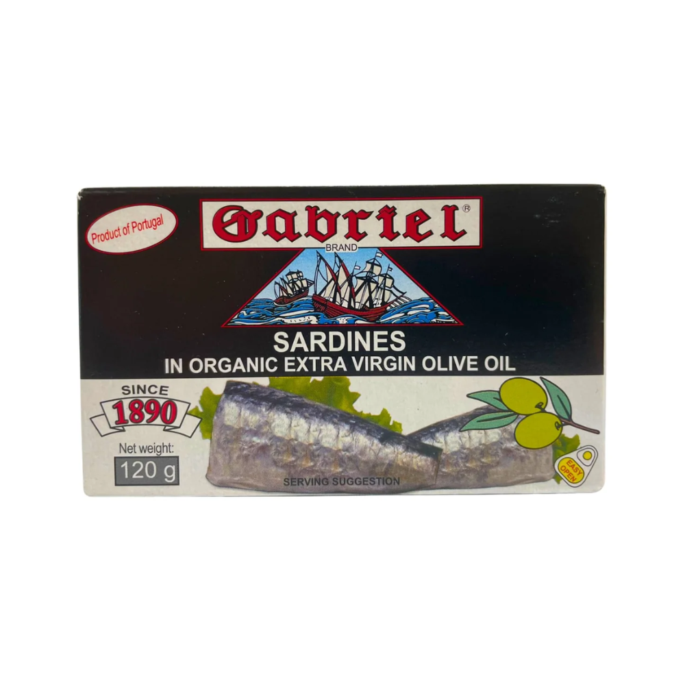 GABRIEL SARDINES IN ORGANIC EXTRA VIRGIN OLIVE OIL 120G