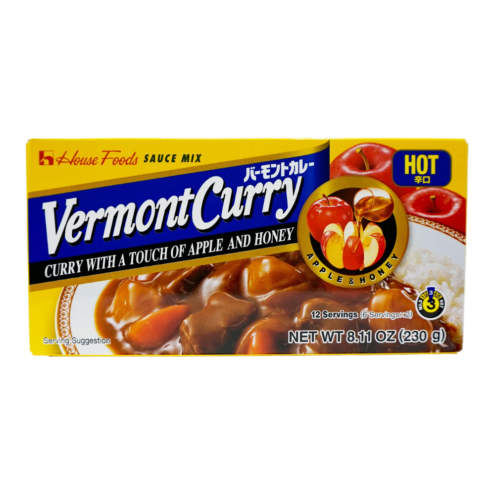HOUSE FOODS VERMONT CURRY, TOUCH OF APPLE & HONEY,HOT, 230 GM