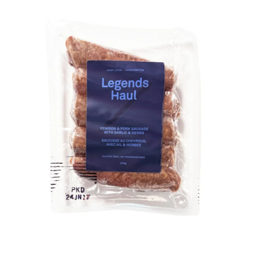 LEGENDS SAUSAGE GARLIC & VENISON 344GM