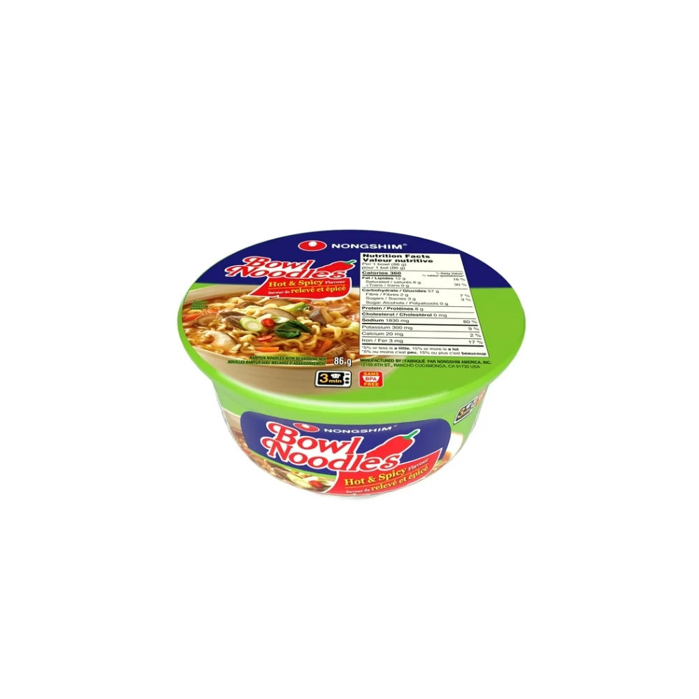 NONGSHIM HOT AND SPICY FLAVOUR BOWL NOODLE SOUP 86G