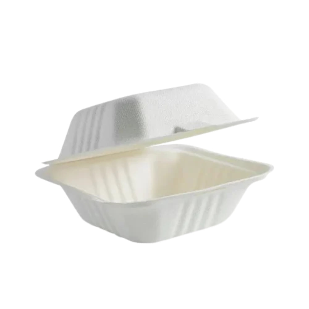 ROYAL SUGAR CANE  CONTAINERS CLAM SHELL 6X6 (400PCS)