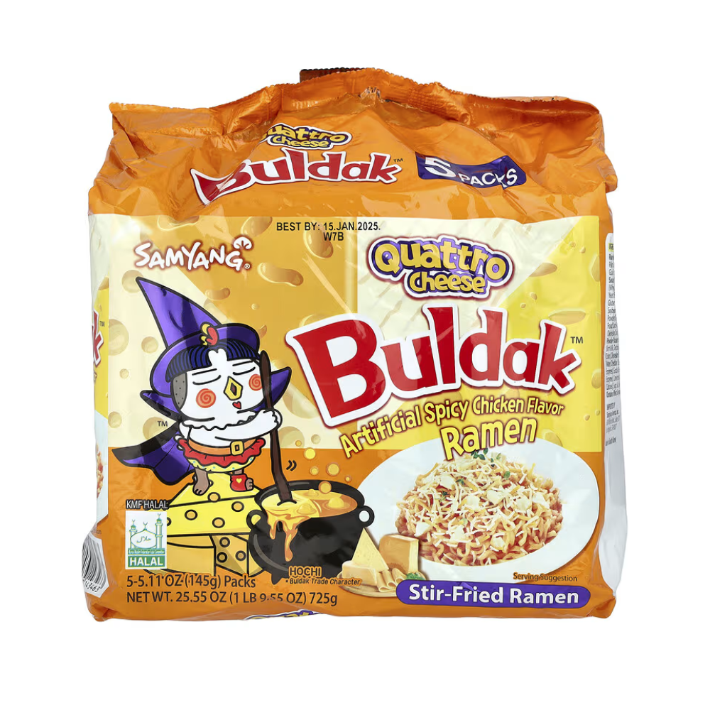 SAMYANG BULDAK NOODLES QUATTRO CHEESE HOT CHICKEN FLAVOR  (145 GMX5) 725 GM